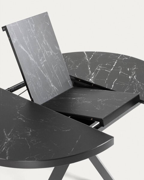 Černý kulatý rozkládací jídelní stůl s keramickou deskou ø 160 cm Vashti – Kave Home