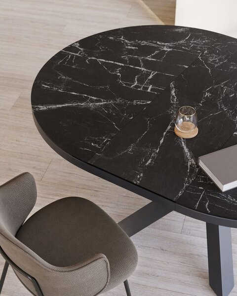 Černý kulatý rozkládací jídelní stůl s keramickou deskou ø 160 cm Vashti – Kave Home