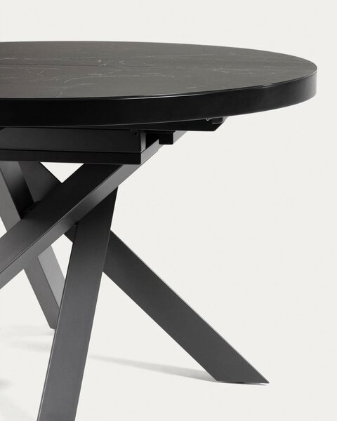 Černý kulatý rozkládací jídelní stůl s keramickou deskou ø 160 cm Vashti – Kave Home