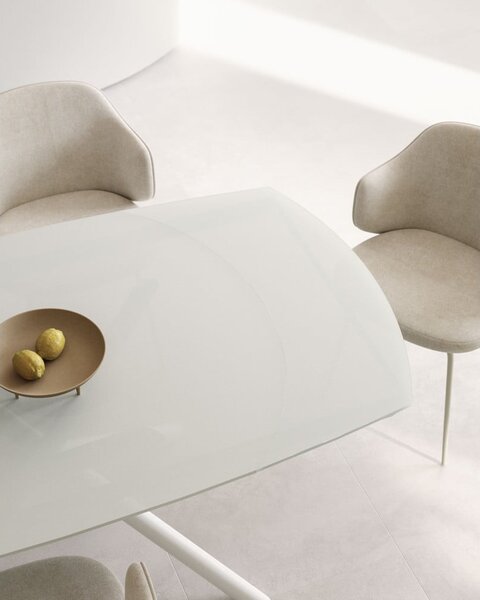 Bílý rozkládací jídelní stůl se skleněnou deskou 100x130 cm Yodalia – Kave Home