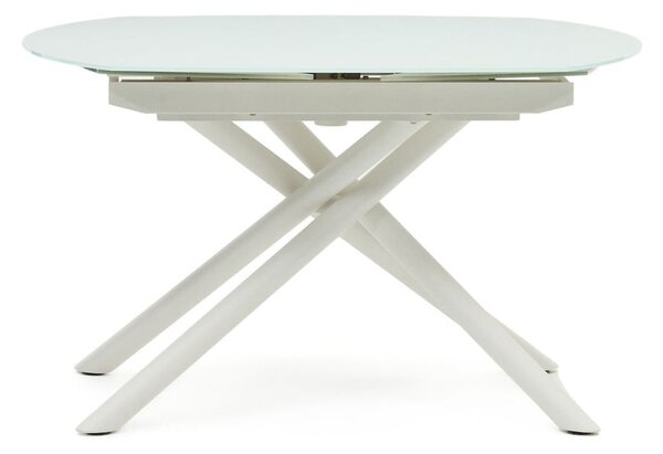 Bílý rozkládací jídelní stůl se skleněnou deskou 100x130 cm Yodalia – Kave Home