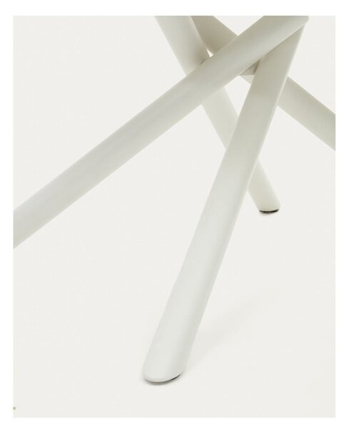 Bílý rozkládací jídelní stůl se skleněnou deskou 100x130 cm Yodalia – Kave Home