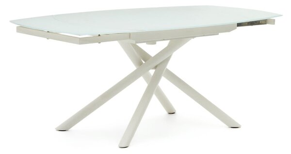 Bílý rozkládací jídelní stůl se skleněnou deskou 100x130 cm Yodalia – Kave Home