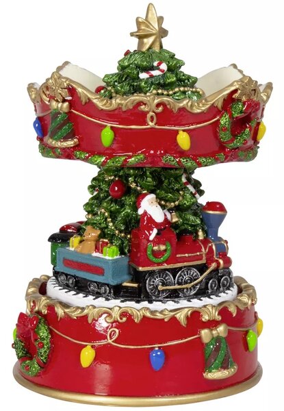 Dům Vánoc Hrací otočná skříňka Santa ve vláku 17 cm
