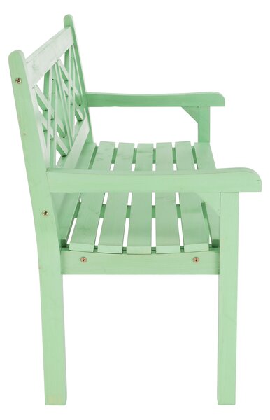KONDELA Dřevěná zahradní lavička, neo mint, 124 cm, FABLA