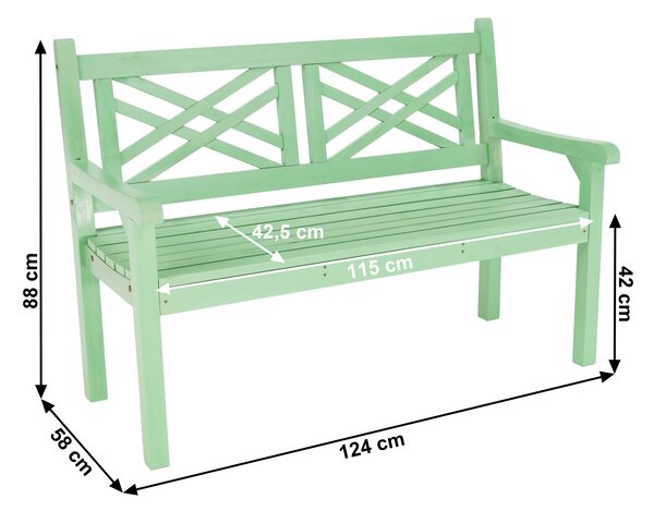 KONDELA Dřevěná zahradní lavička, neo mint, 124 cm, FABLA