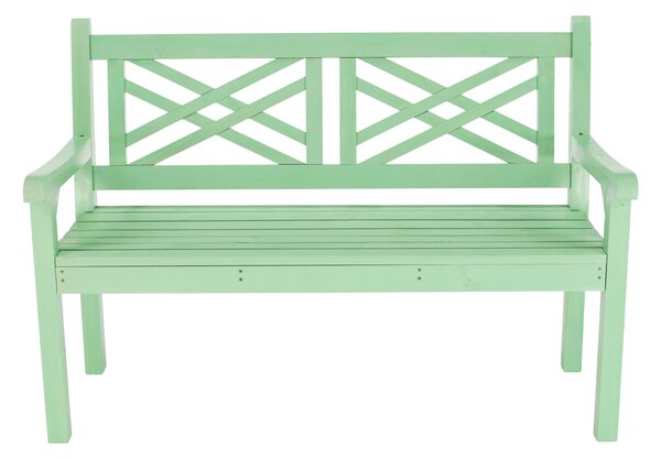 KONDELA Dřevěná zahradní lavička, neo mint, 124 cm, FABLA