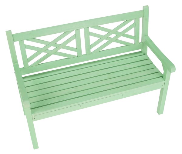 KONDELA Dřevěná zahradní lavička, neo mint, 124 cm, FABLA