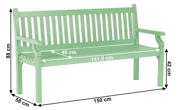 KONDELA Dřevěná zahradní lavička, neo mint, 150 cm, KOLNA