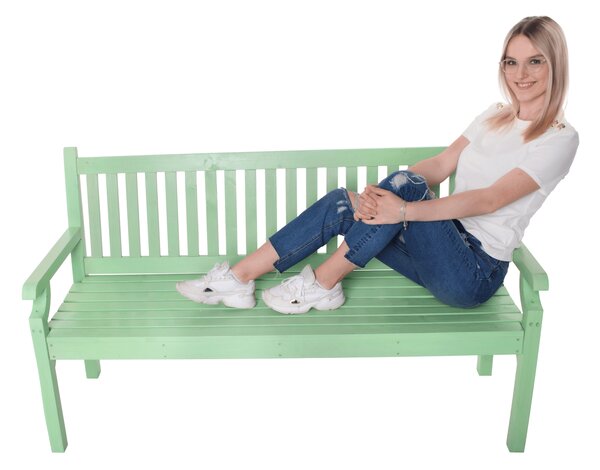 KONDELA Dřevěná zahradní lavička, neo mint, 150 cm, KOLNA