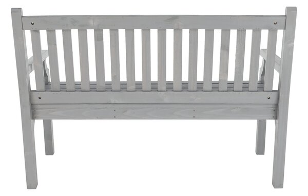 KONDELA Dřevěná zahradní lavička, šedá, 124 cm, KOLNA