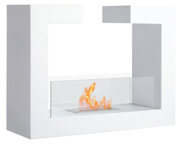 HOMCOM Stolní Bioethanol Krb 2000W z Nerezové Oceli bez Zápachu se Sklem 78 x 25 x 58 cm Bílá | Aosom