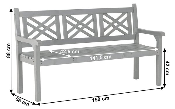 KONDELA Dřevěná zahradní lavička, šedá, 150 cm, FABLA