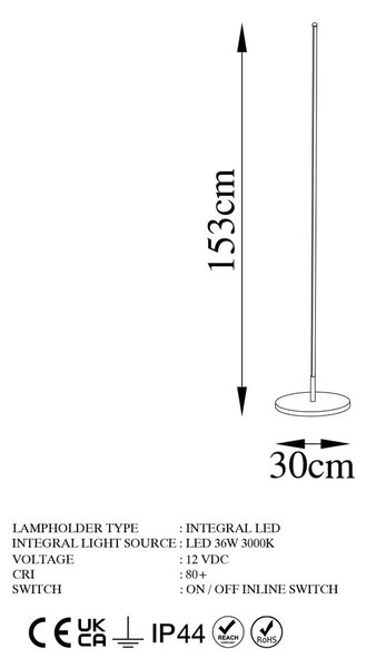 LED stojací lampa ve zlaté barvě (výška 153 cm) Sword – Opviq lights
