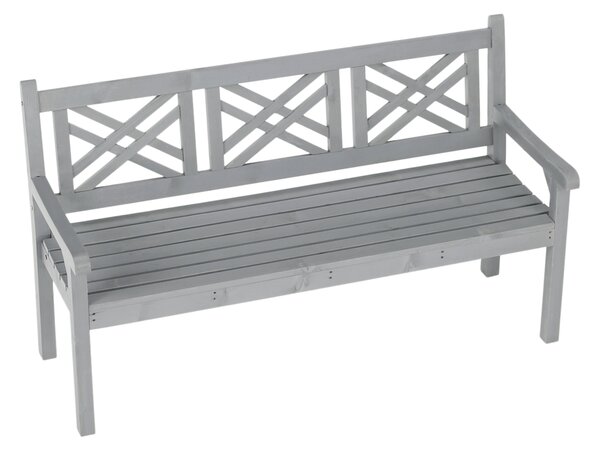 KONDELA Dřevěná zahradní lavička, šedá, 150 cm, FABLA