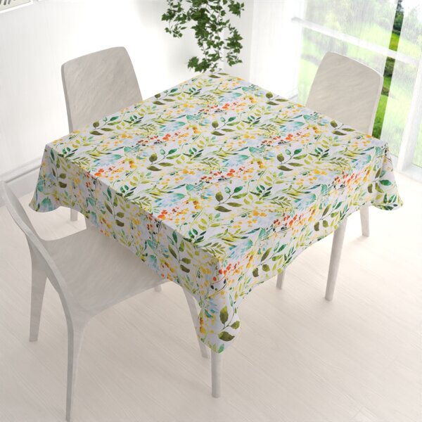 Biante Dekorační čtvercový ubrus PML-066 Zelené pnoucí lístky na bílém 40x40 cm