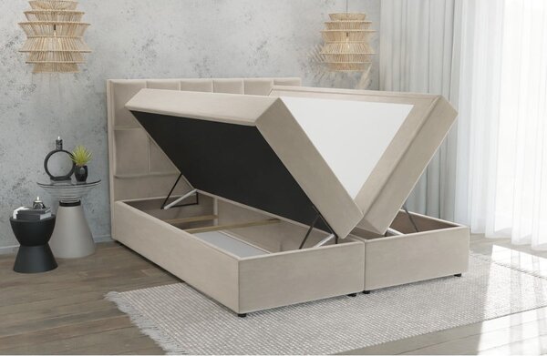 Béžová boxspring postel s úložným prostorem 180x200 cm Flip – Ropez
