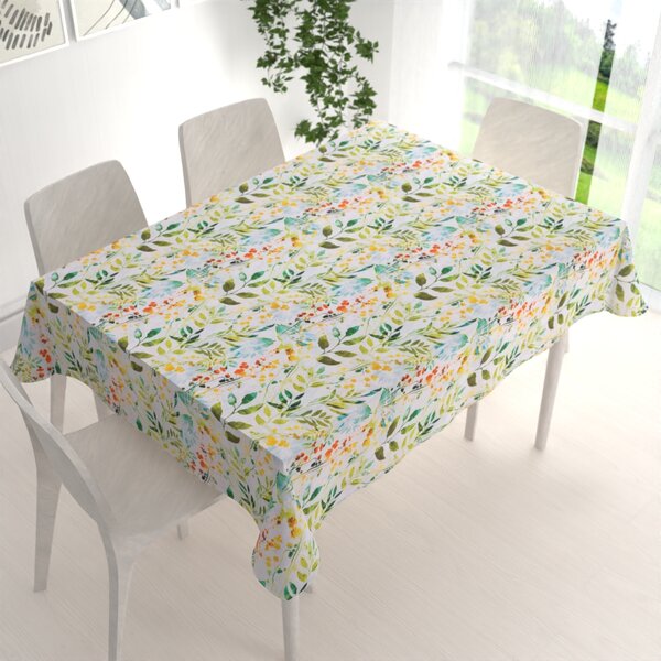 Biante Dekorační obdélníkový ubrus PML-066 Zelené pnoucí lístky na bílém 50x100 cm
