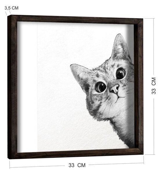 Wallity Nástěnný obraz Cat 33x33 cm černobílý