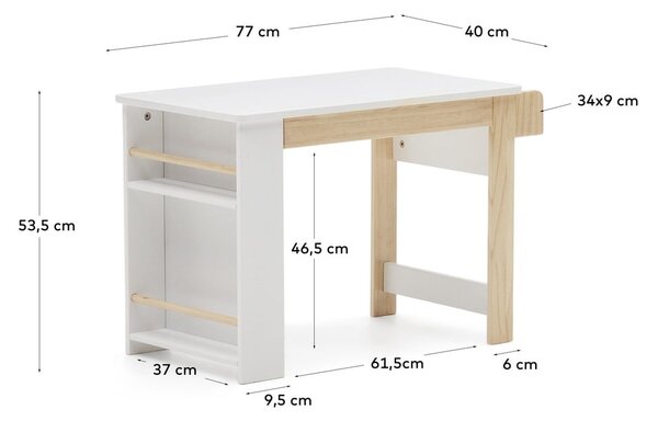 Dětský psací stůl s bílou deskou 40x77 cm Serwa – Kave Home