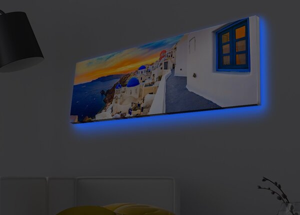 Wallity Obraz s LED osvětlením SANTORINI 30 x 90 cm