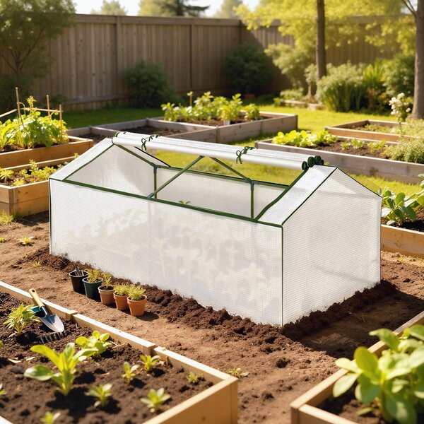Outsunny fóliový skleník s PE sítí — mrazuvzdorný mini skleník pro balkon a zahradu, 180 × 90 × 70 cm | Aosom