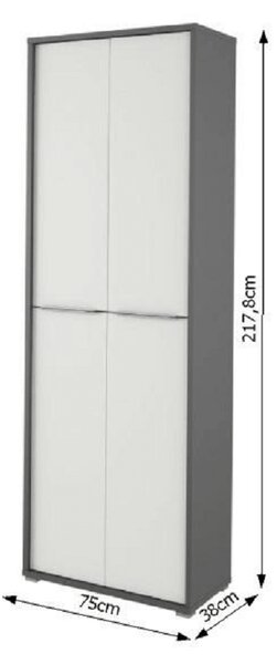 KONDELA Vysoká skříň, grafit/bílá, RIOMA NEW TYP 5