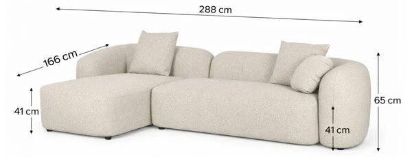 Housecraft Living Béžová čalouněná rohová pohovka Perry 288 cm, levá