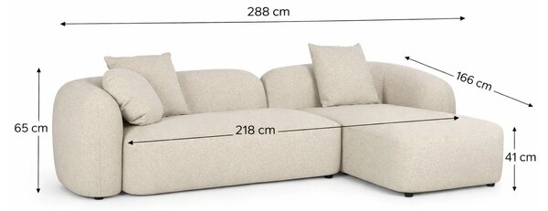 Housecraft Living Béžová čalouněná rohová pohovka Perry 288 cm, pravá