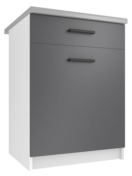 Kuchyňská skříňka Belini spodní se zásuvkami 60 cm šedý mat s pracovní deskou TOR SDSZ1-60/0/WT/SR/0/B1