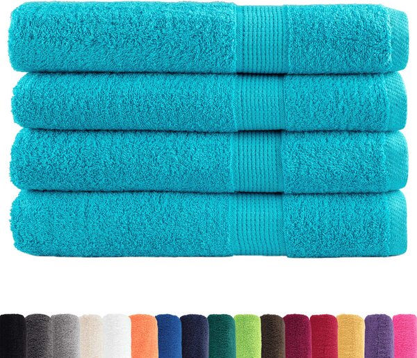 Premium ručníky SOLUND 4 ks tyrkysové 100x200 cm 600 g/m²