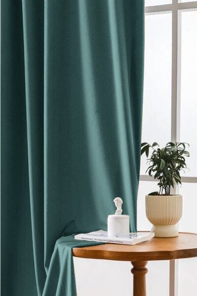 Zatemňovací závěs VELVET 140x250 cm, tyrkysový Zavěšení: Řasící páska