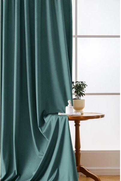 Zatemňovací závěs VELVET 140x250 cm, tyrkysový Zavěšení: Řasící páska