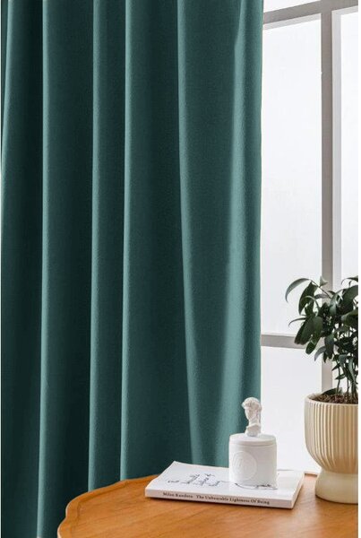 Zatemňovací závěs VELVET 140x250 cm, tyrkysový Zavěšení: Řasící páska