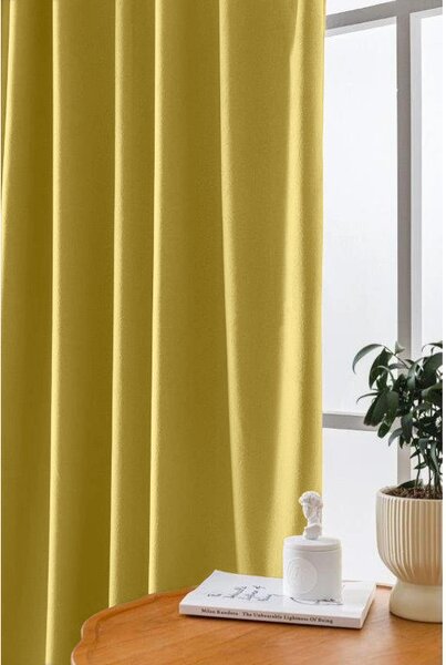 Zatemňovací závěs VELVET 140x270 cm, hořčicový Zavěšení: Řasící páska