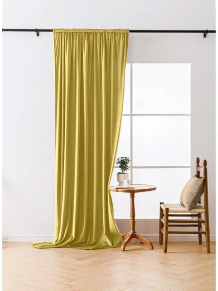 Zatemňovací závěs VELVET 140x270 cm, hořčicový Zavěšení: Řasící páska