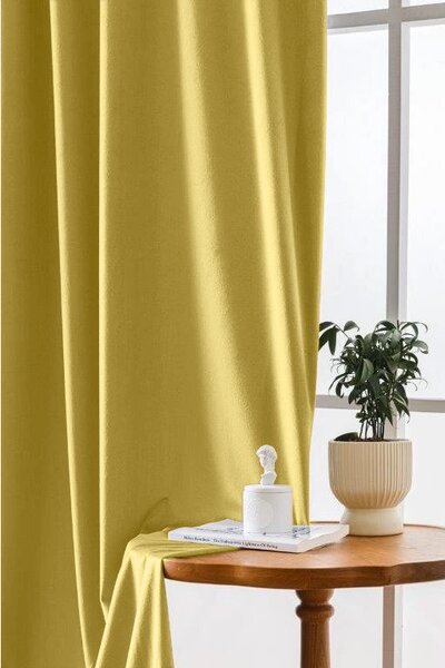 Zatemňovací závěs VELVET 140x270 cm, hořčicový Zavěšení: Řasící páska