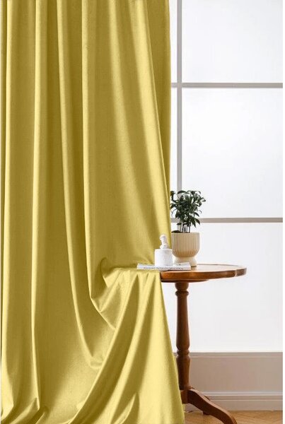 Zatemňovací závěs VELVET 140x270 cm, hořčicový Zavěšení: Řasící páska