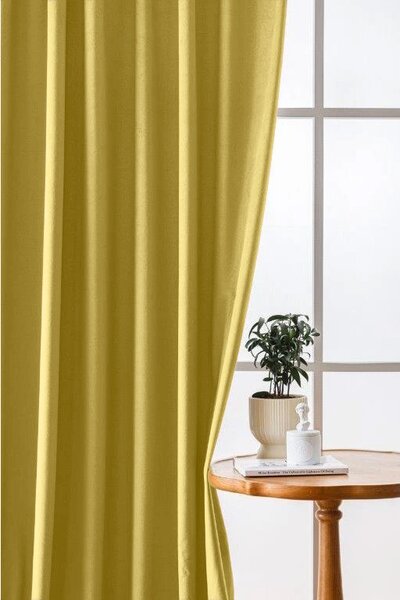 Zatemňovací závěs VELVET 140x270 cm, hořčicový Zavěšení: Řasící páska
