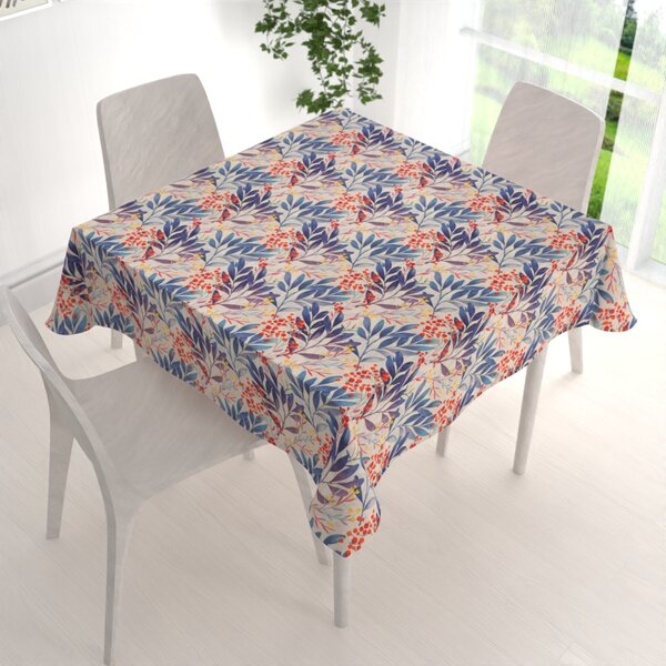 Biante Dekorační čtvercový ubrus PML-067 Modré listy na krémovém 40x40 cm