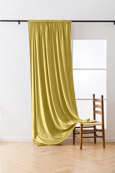 Zatemňovací závěs VELVET 140x270 cm, hořčicový Zavěšení: Řasící páska