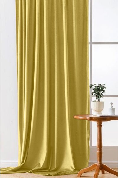Zatemňovací závěs VELVET 140x270 cm, hořčicový Zavěšení: Řasící páska