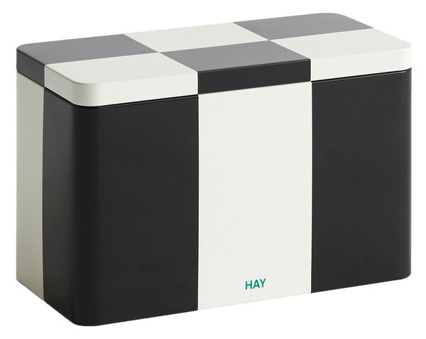 HAY Plechová dóza Tin, Medium, Black / Off-white