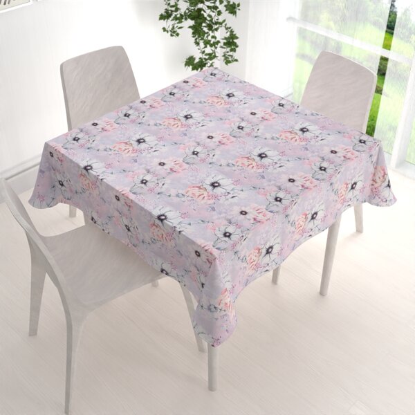 Biante Dekorační čtvercový ubrus PML-068 Růžové květy na šedofialovém 50x50 cm
