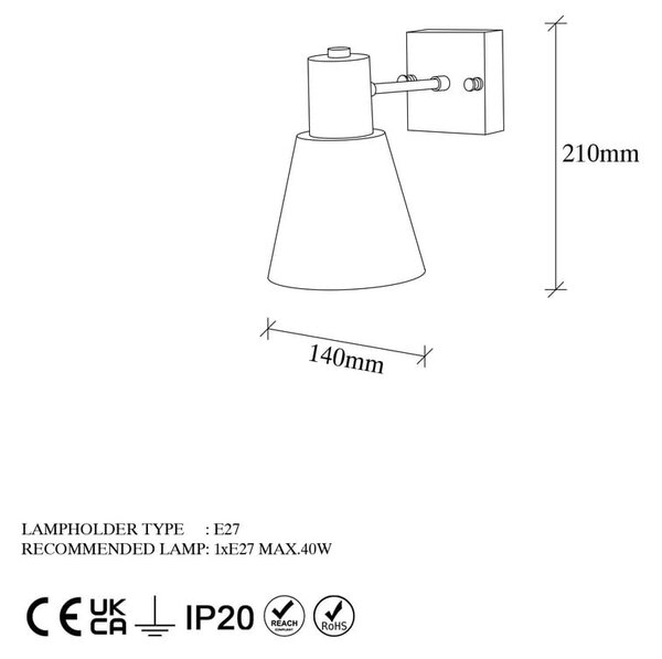 Nástěnné svítidlo ve zlaté barvě ø 14 cm Funnel – Opviq lights
