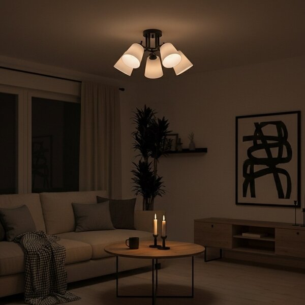 Přisazený lustr PAFOS 5xE27/15W/230V černá