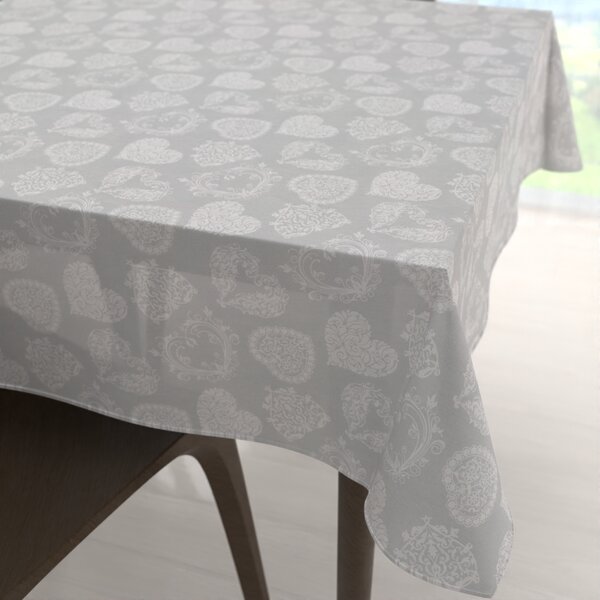 Biante Dekorační čtvercový ubrus PML-071 Srdce s ornamenty na šedém 40x40 cm