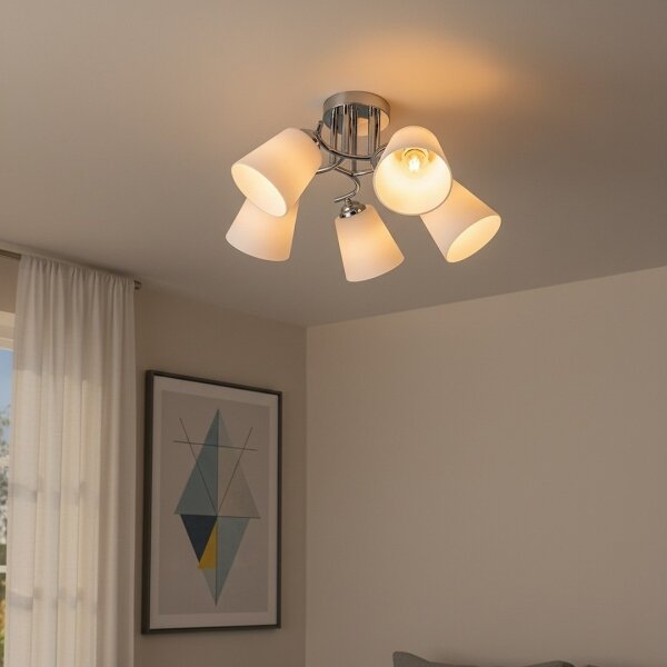 Přisazený lustr PAFOS 5xE27/15W/230V lesklý chrom