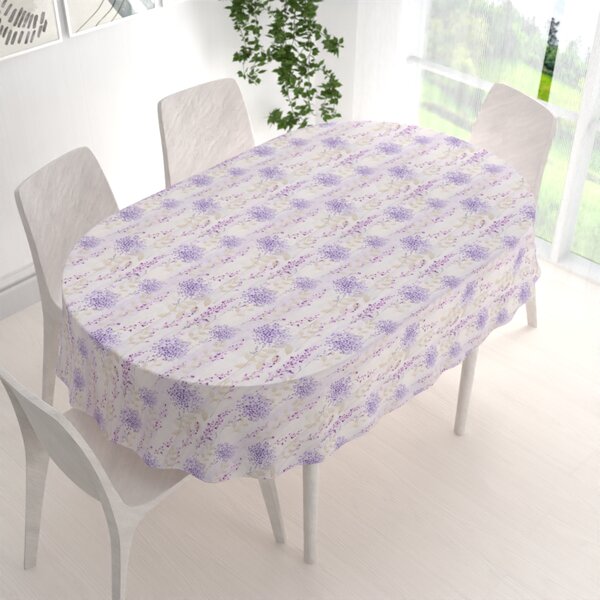 Biante Dekorační oválný ubrus PML-069 Fialové květy na bílém 100x140 cm