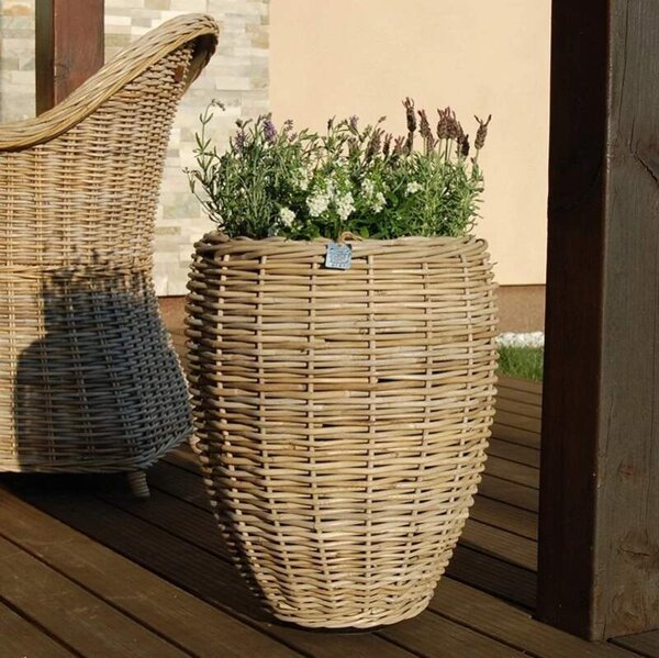 RATANOVÝ Květináč DRYPOT VASE, Gray Ø40x53 cm (Van der Leeden®)